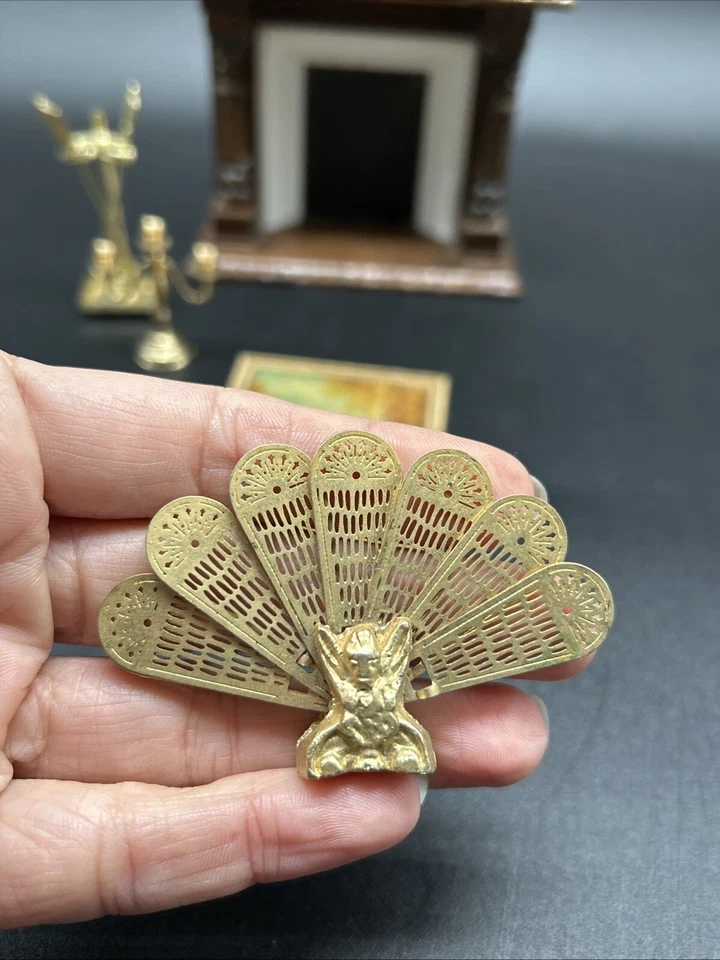 Lote Chimenea Casa Muñecas Vintage Madera Espejo Pantalla Pintura Más Foto 2 de 4