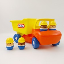 Little Tikes Toddle Tots DUMP TRUCK w/EXTRA Construction Figures Vtg Made in USA