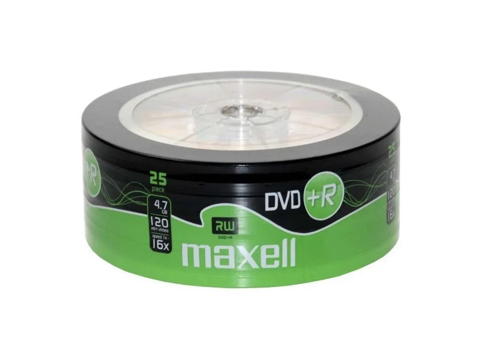 Maxell DVD+R Recordable Blank DVD+R Discs 4.7GB 120MINS 16x Speed Pack of 25