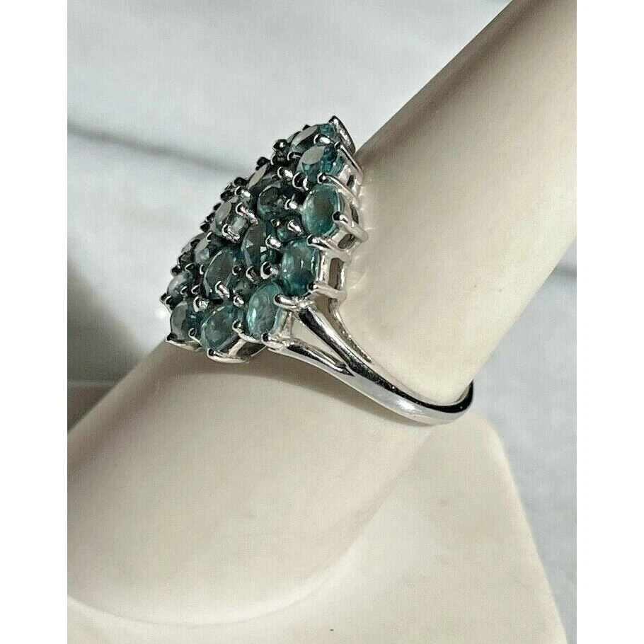 ''DYACH'' ANILLO RACIMO TOPACIO AZUL Y ORO BLANCO INDIA TALLA 7.25 SKY Foto 3 de 4