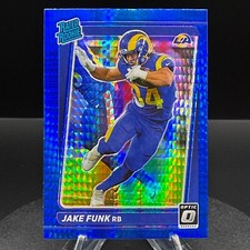 2021 Optic Football - Jake Funk Rated Rookie RC - #295 HYPER BLUE HOLO MINT