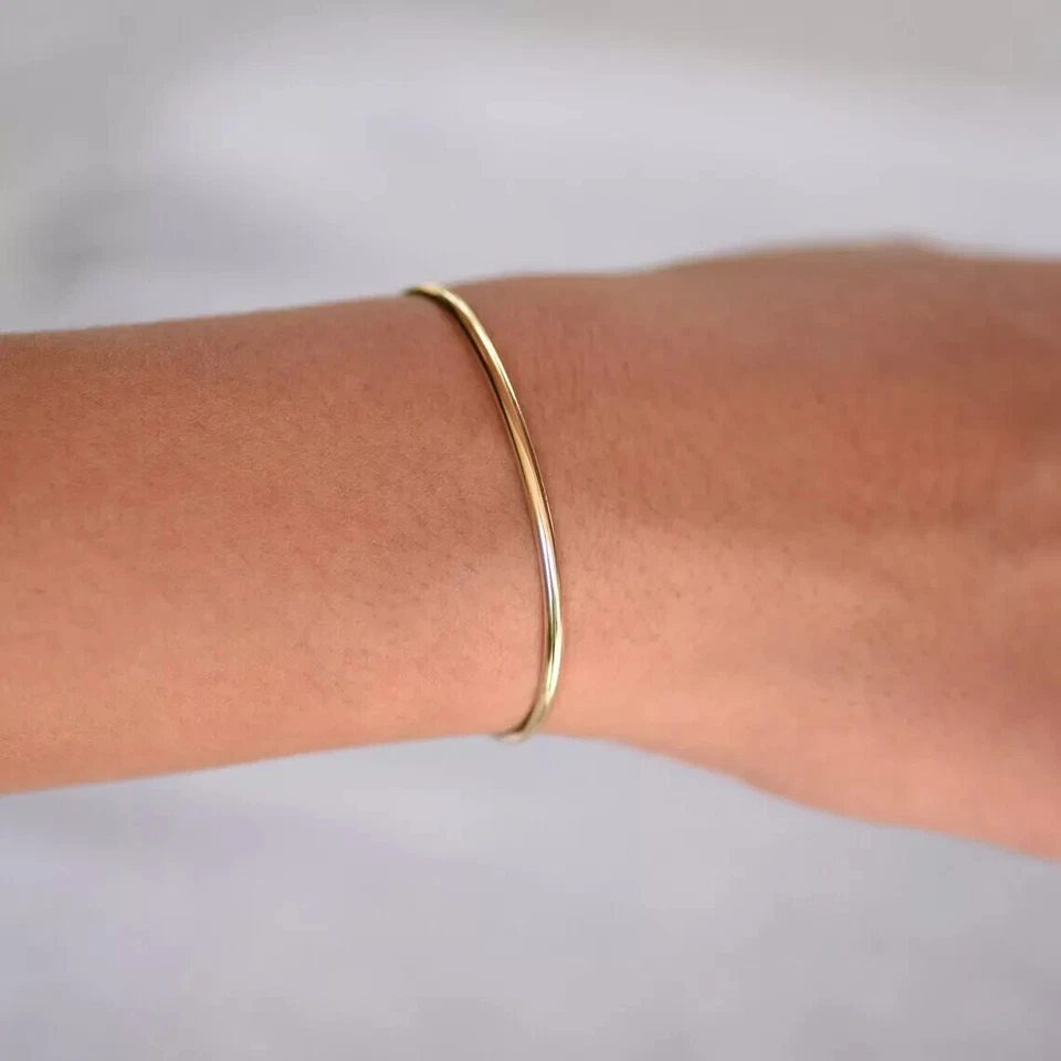 14k золото над тонкий минималист простоя золотой манжеты браслет в-8» серебро - Изображение 3 из 4