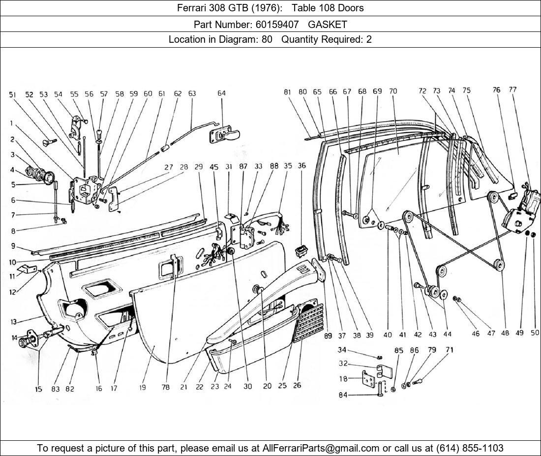 Ferrari Part 60159407/K Top Door Rubber (Car Set LH + RH Top Door 