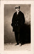 Postcard Real Photo RPPC CYKO Ca 1904-1920s Young Man In Coat And Hat