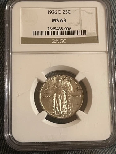1926-d Standing Liberty quarter,  Brilliant Uncirculated. NGC-63  strong head