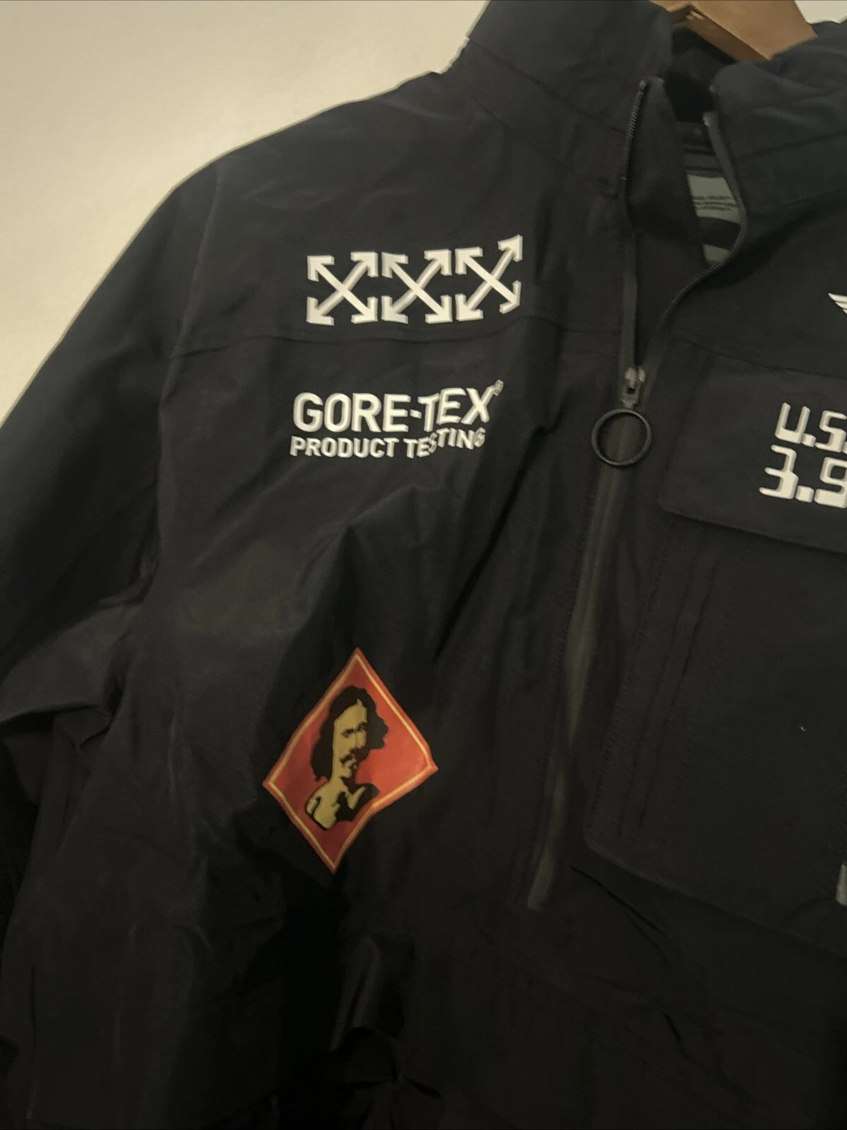 Giacca con cappuccio Off White x Goretex giacca anorak Gore Tex nera media nuova con etichetta