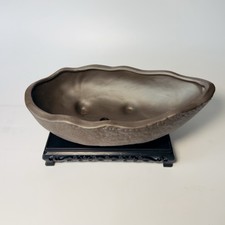 Medium Size Handmade Ceramic Planter /Bonsai Pot With a Durable Plastic Base