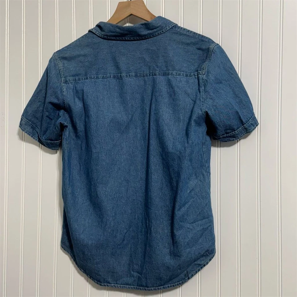 Camisa jeans feminina bordada manga curta Mickey Unlimited Disney vintage anos 90 - Imagem 3 de 4