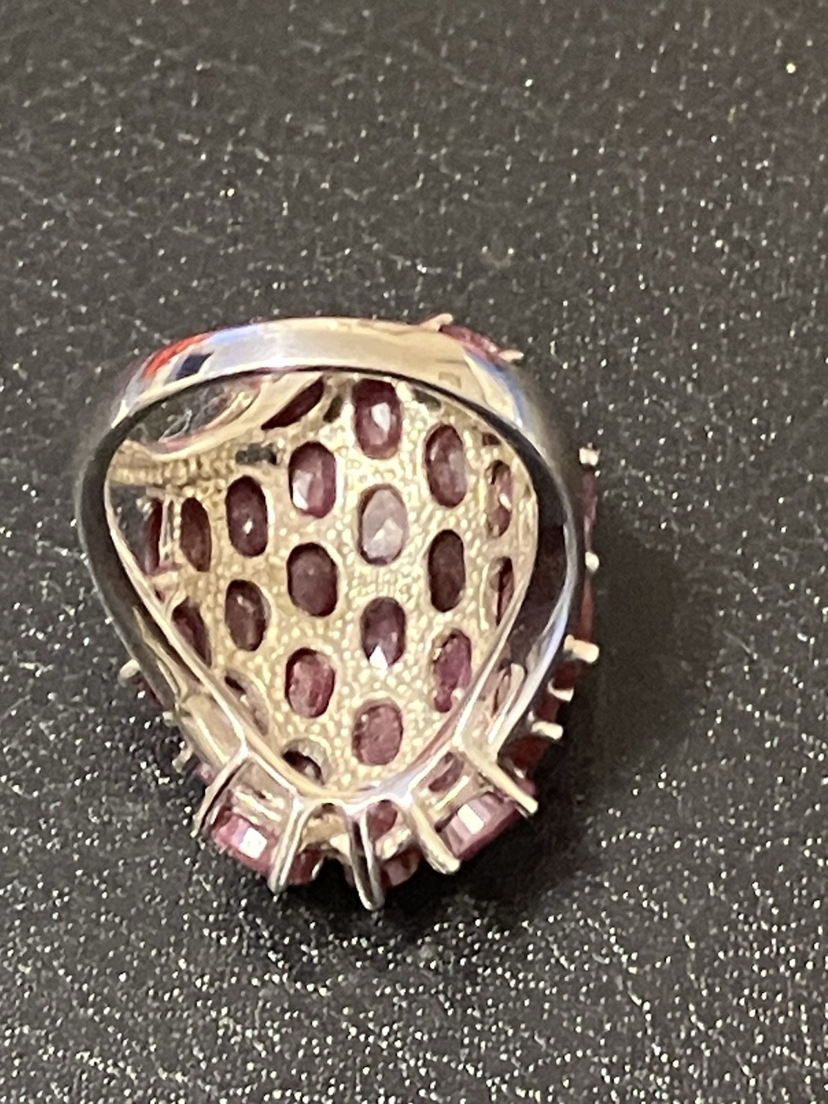 STERLING SILVER NATURAL RUBY LARGE CLUSTER RING 9… - image 4