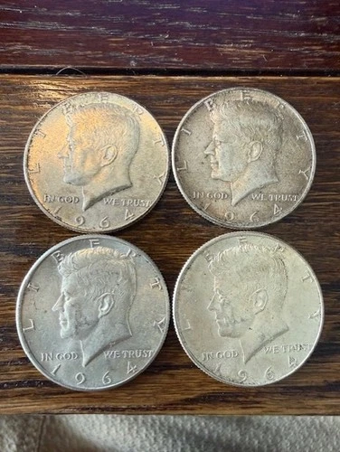 New ListingFour (4) 1964 Kennedy Half Dollars 50c - 90% Silver - Circulated