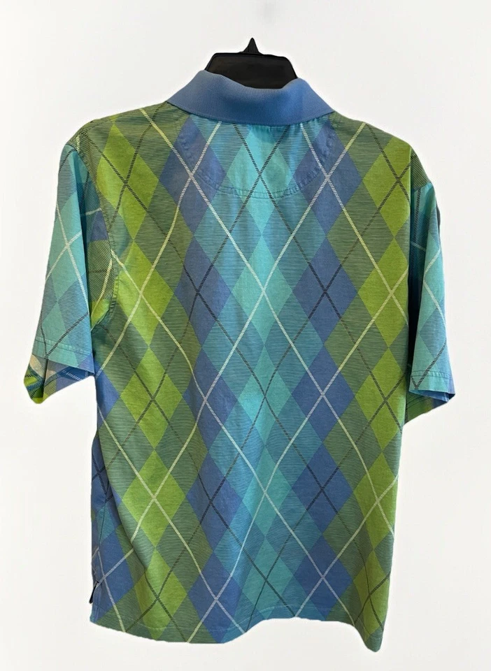 Camisa polo de golf Payne Stewart para hombre grande azul y verde diamante manga corta Foto 3 de 4