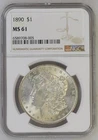 1890-P  $1  MORGAN SILVER DOLLAR  "PHILADELPHIA MINT"  NGC MS61 #6589708-005