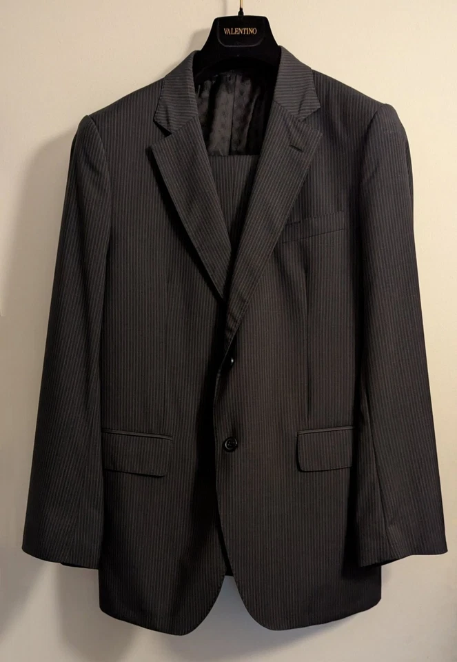 Valentino 2-Button Single Breasted Dark Brown Stripe Wool Suit 40R New (NWT) - Image 2 of 4
