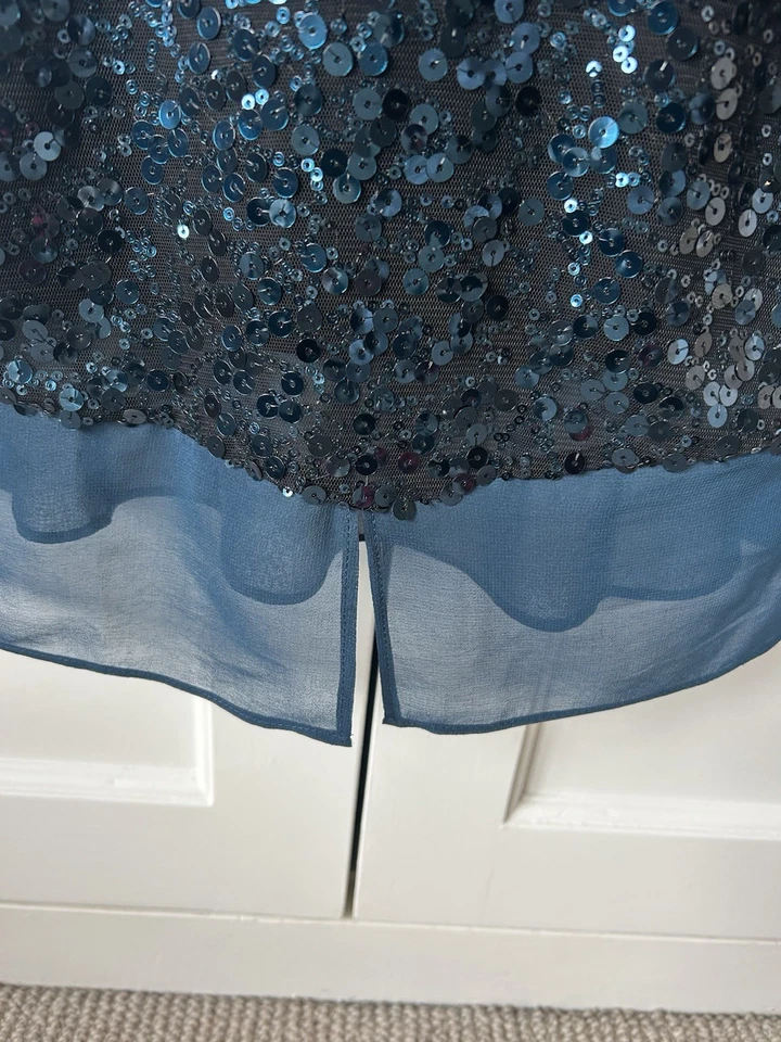 Lovely Coast Teal Sequin Top Size 8 Excellent Condition - Image 3 of 4