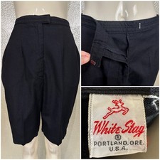 Vintage 1960's WHITE STAG Black Canvas Cotton Sail Cloth Shorts High Waisted SM