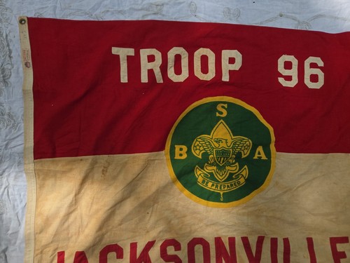Boy scout flag Troop 96 Jacksonville Florida Vintage original Has Hole - Picture 2 of 9
