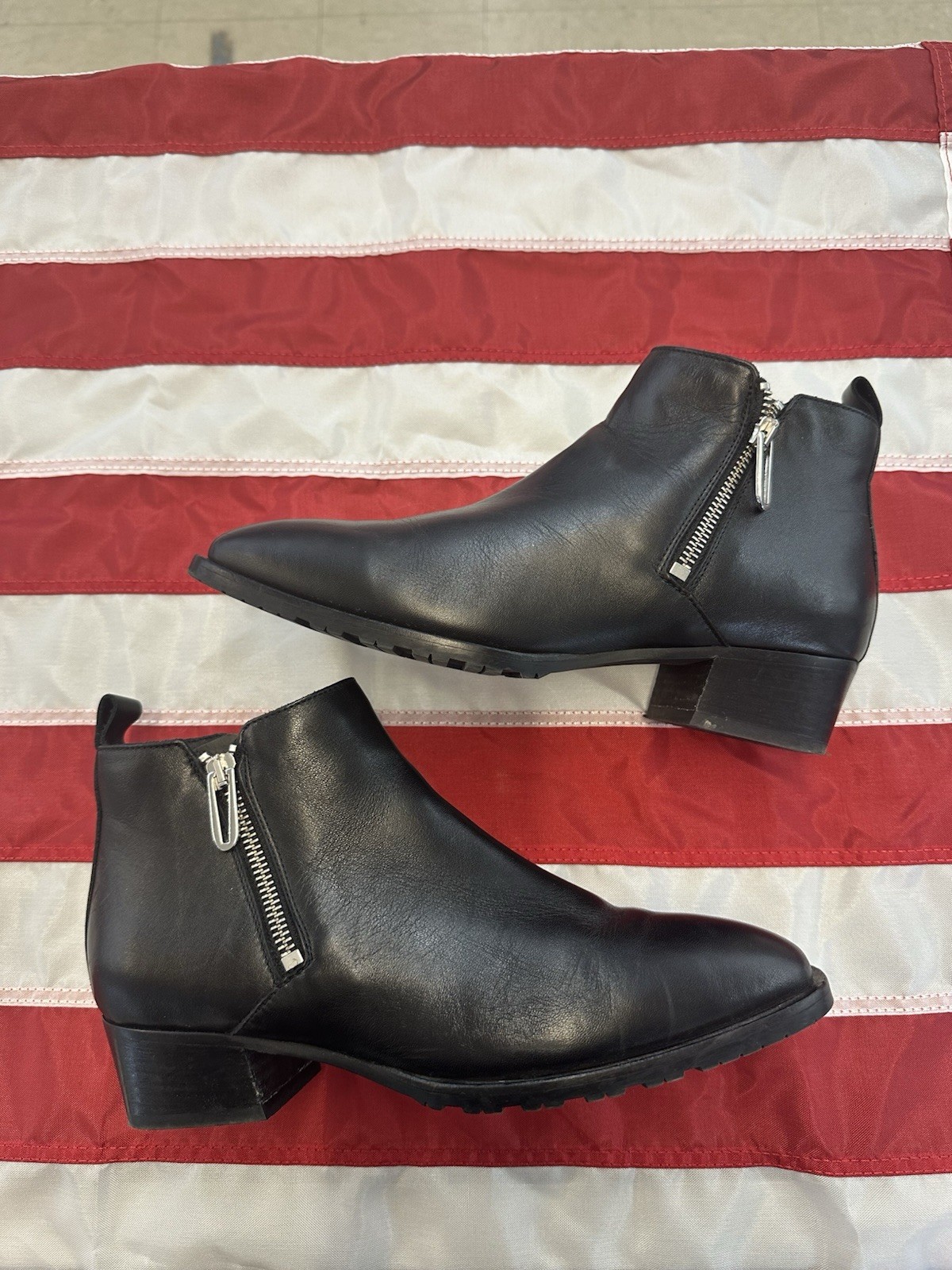 Aquatalia Fuoco Weatherproof Ankle Boots Women's Leather Black Size US 8.5