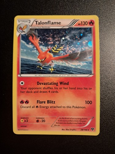 Pokemon TCG Talonflame 28/146 XY Holo Rare Stage 2 130 HP English 2014