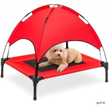Red 30in Raised Mesh Pet Cot Cooling Dog Bed w/ Canopy  Carry Bag Outdoor
