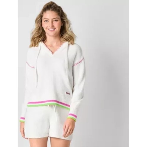JCPenney x Haribo White Hoodie Gummy Bears Neon Trim Knit Sweater Small NWT $54 - Picture 2 of 11
