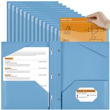 36 Pcs Plastic Folder with Clear Front Pocket and 3 Prong Plastic Folders wit...