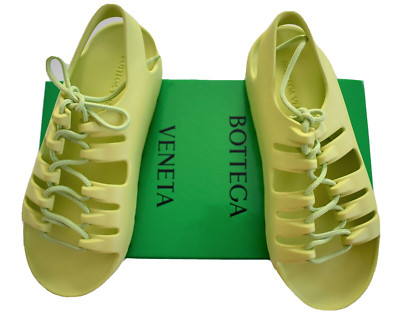   BOTTEGA VENETA JELLY Gel Rubber LACE-UP SLINGBACK Flat Sandals EUR-39 US-9C