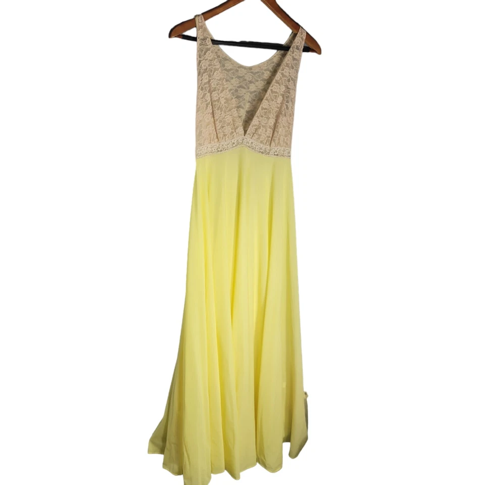 Camisola transparente vintage lingerie slip maxi vestido canário amarelo renda varredura completa anos 60 - Imagem 3 de 4