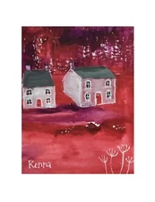 Aceo by kenna Art Card Editions & Originals Cottages Original Painting Signed