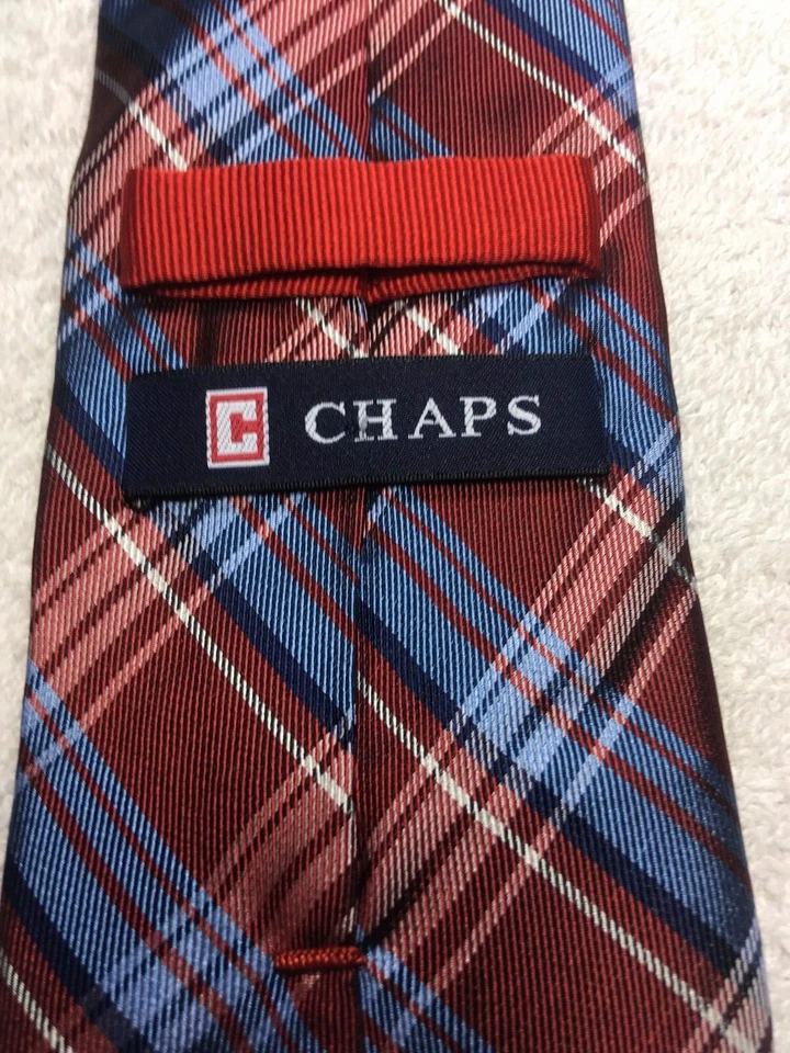 CHAPS HOMBRE CORBATA ROJO AZUL BLANCO PATRÓN A CUADROS 3,25 X 61 Foto 4 de 4