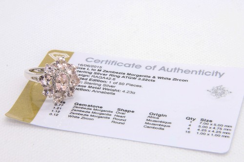 TGGC Gemporia Morganite 3.22cts sterling silver ring - Picture 3 of 3