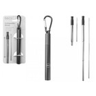 Reusable Drinking Metal Straw Black Stainless Steel Telescopic With Case Brush