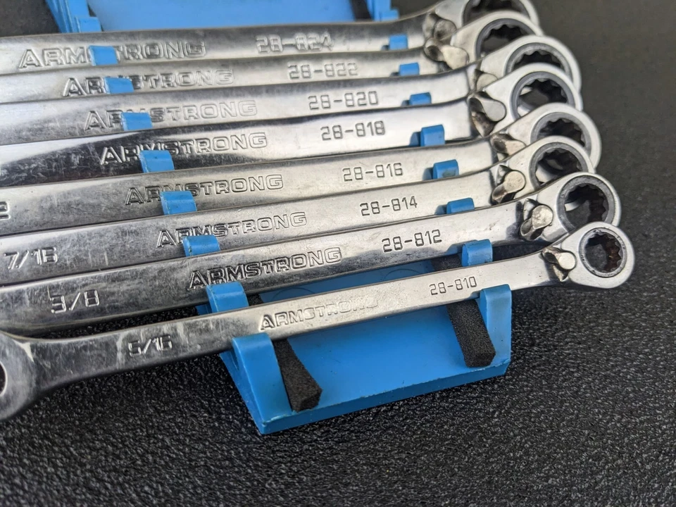 #ay494 Armstrong Tools EE. UU. 8 piezas Juego de llaves de trinquete SAE 5/16" - 3/4" Foto 2 de 4