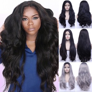 Fashion Synthetic Lace Front Wigs Long Wavy Black Synthetic Wigs