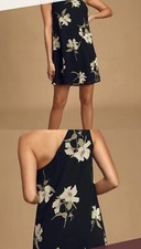 Lulus Women's Black Floral One Shoulder Blouse Top Size M Made In USA