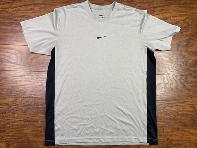 Nike Dri Fit Center Swoosh Shirt Medium Gray EE | eBay
