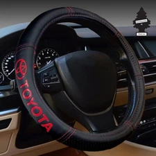 Car Truck Steering Wheel Cover Premium Faux Leather  14.5"-15" For Toyota Bundle