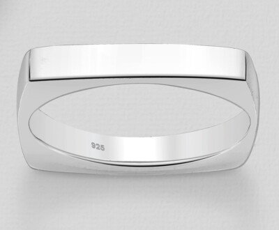 Solid Sterling Silver Square Squared Wedding Band Ring  4mm  3.9g  Size 5 Artsy!