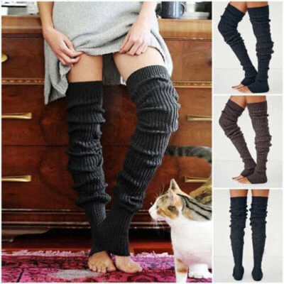 MARKENLOS Damen Strick Strümpfe Stulpen Beinwärmer Overknee Lang Socken Winter