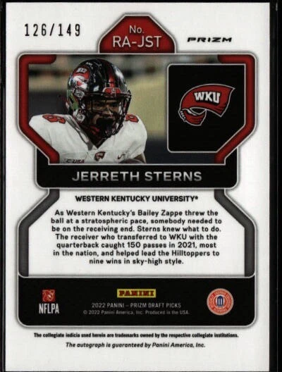 2023 Prizm DP #RA-JST Jerreth Sterns 2022 Auto Blue #/149 - Image 2 of 2