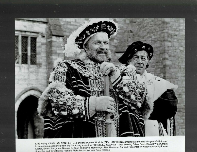 SUPER RARE!! 8X10 ORIG 1960s Charlton HESSTON & REX HARRISON SCENE!!