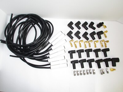 8MM SPARK PLUG WIRES SPIRAL EXTREME HEAT STRAIGHT CERAMIC BOOTS CHEVY FORD #3004
