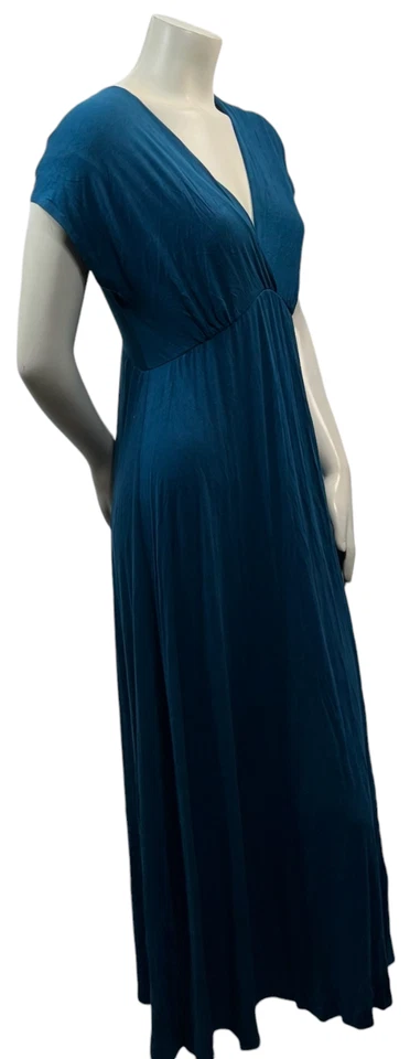 Maxi Vestido 24 Seven Mujer Talla Grande 1X Azul Manga Gorra Cuello en V Nuevo Foto 4 de 4