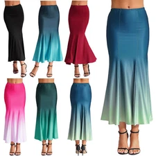 iiniim Womens Ballroom Costume Gradient Dance Skirts A Line Mermaid Hem Costume 