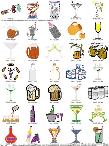 195 COFFEE & DRINKS EMBROIDERY MACHINE DESIGNS COLLECTION PES BROTHER USB - Picture 5 of 11