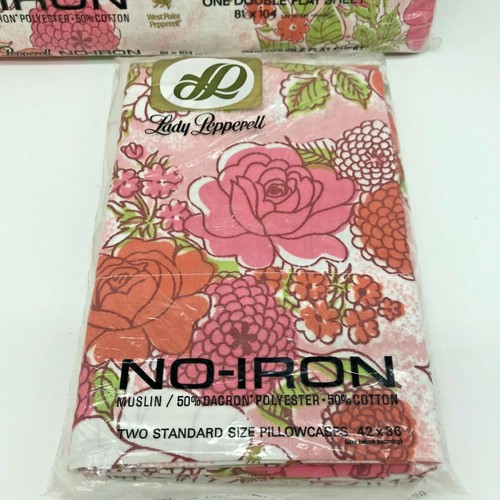 Lady Pepperell No Iron Muslin Regency Rose Double Flat Sheet 2 Pillow Cases - Picture 2 of 7