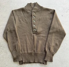 Wool Sweater Men’s Medium Pullover Henley U.S. Army Military Issue Brown Vintage