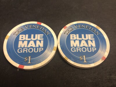 (Lot of 2) VENETIAN $1 Casino Chip Las Vegas Nevada Retired Obsolete B Blue Man