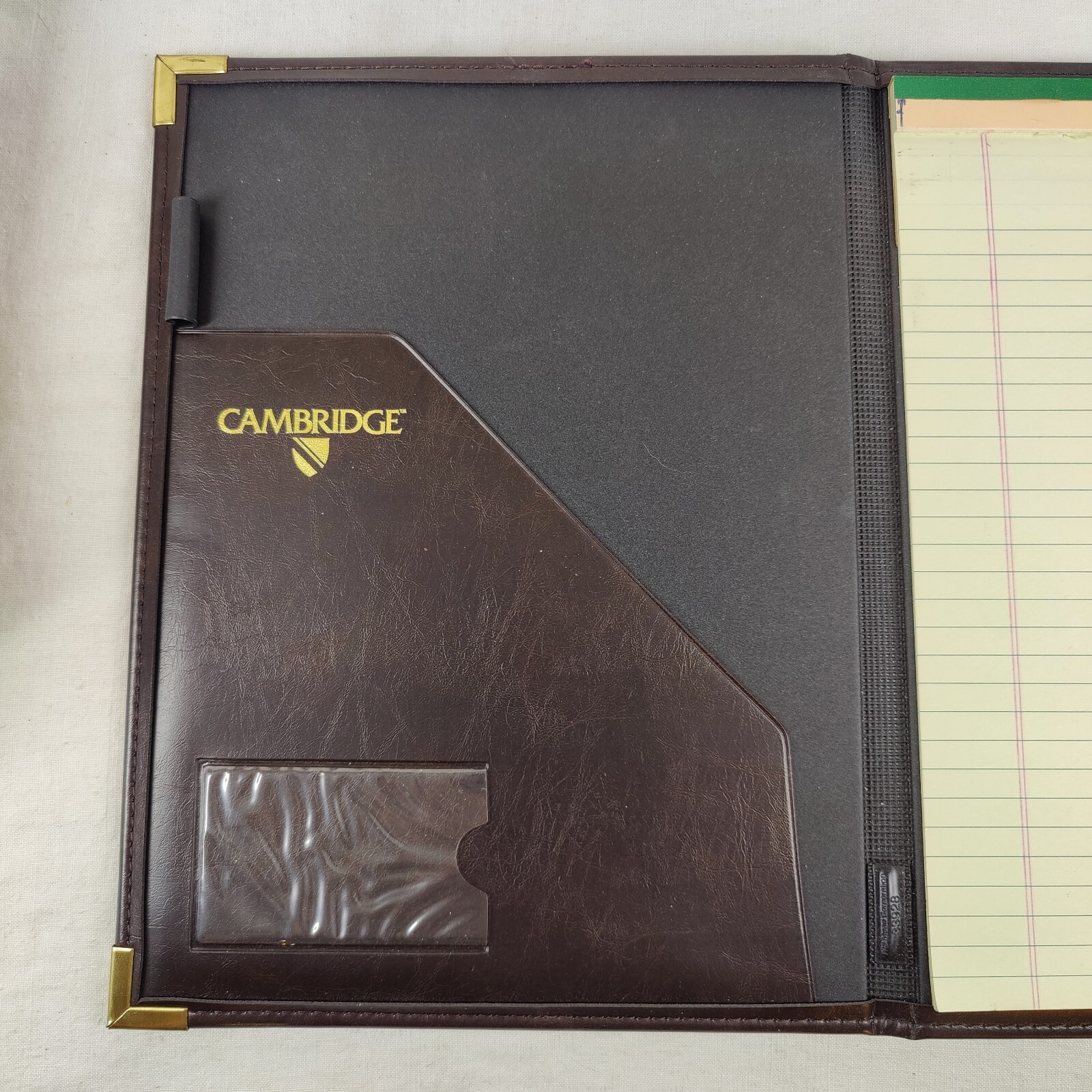 Cambridge Executive Faux Leather Portfolio, Brown With Gold Corner Caps