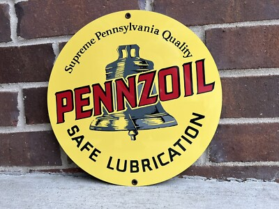 #ad Pennzoil Oil gas company man cave advertising round Sign $23.00