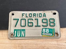 1988 Florida Motorcycle License Plate Tag 706198